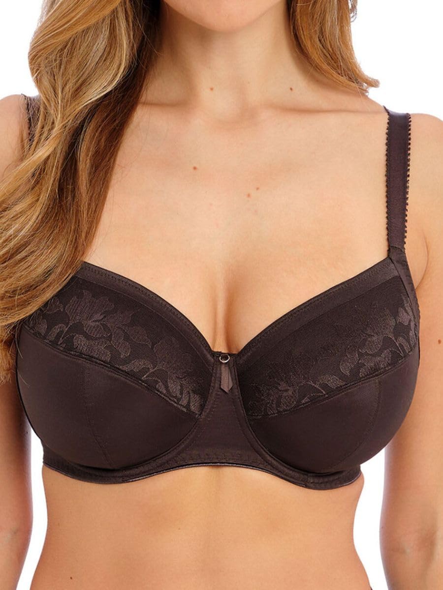 Fantasie Women's Illusion Underwire Side Suport Bra Full Coverage, Sheer, Chocolate, 34D