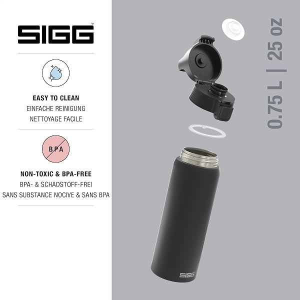 Sigg - Edelstahl Trinkflasche - Shield ONE - Für Kohlensäurehaltige Getränke Geeignet - Auslaufsicher - Federleicht - BPA-frei - Outdoor & Fitness - 750ML / 1L / 1.5L - 2