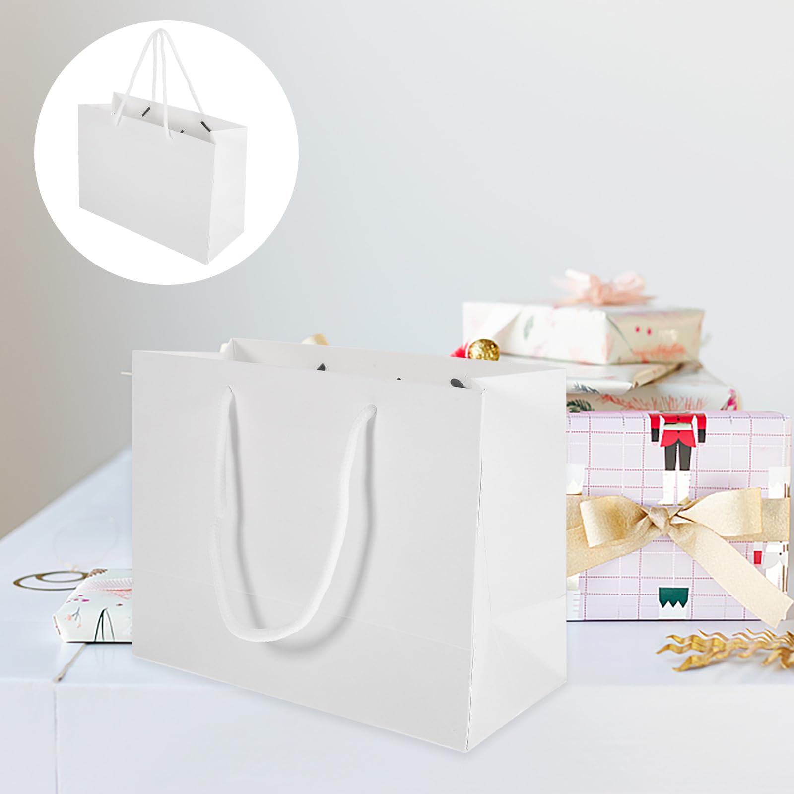STOBAZA 20 Bolsas de Obsequio de Papel y Algodón Reutilizables y Ligeras para Dulces y Galletas en Fiestas de Cumpleaños y Bodas