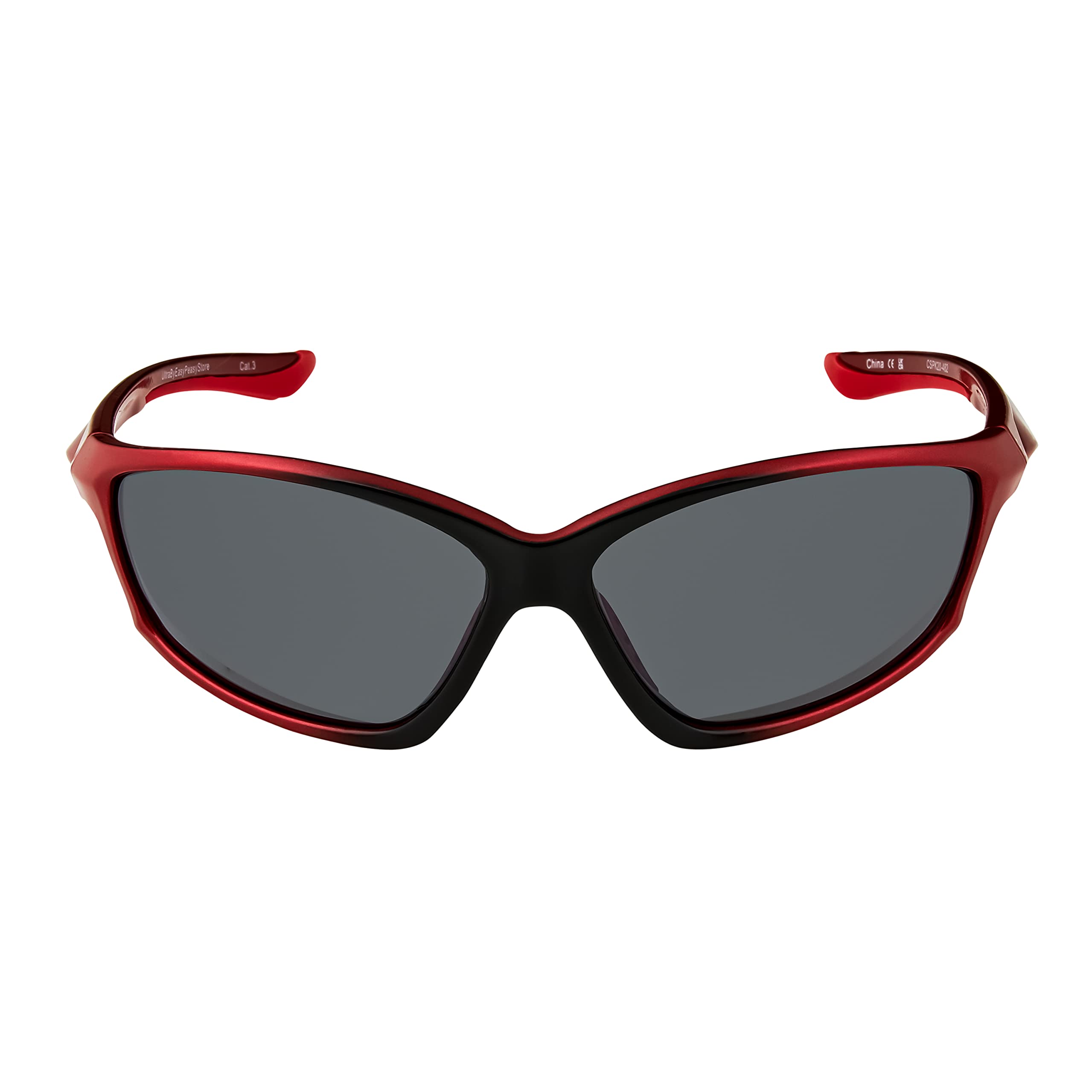 Childrens Wraparound Sports Style Sunglasses UV400 - Red with Silver Lenses