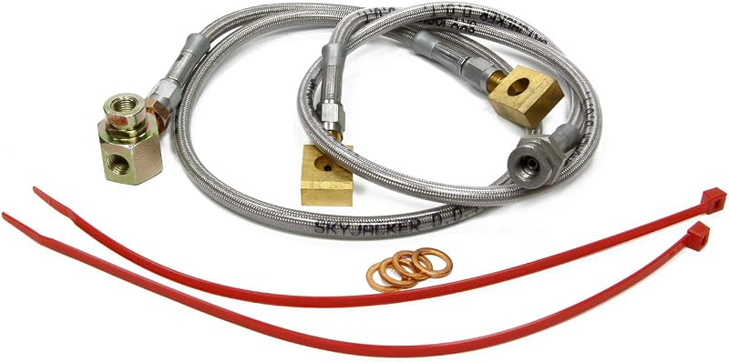 Par de mangueiras de freio trançadas em aço inoxidável Skyjacker FBL36 para suspensão de 10,16 a 15,24 cm