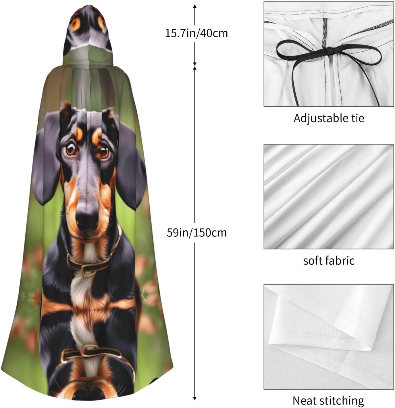 Dachshund Weiner Pet Dogs Print Hooded Cloak Wizard Cape Halloween Witch Costume For Men Women Cosplay Party Capes