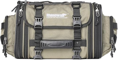 Miniatura 8 de Rhinowalk Bolsa para sillín de motocicleta, bolsa trasera de motocicleta, impermeable, expandible, bolsa de viaje para deportes motorizados (verde