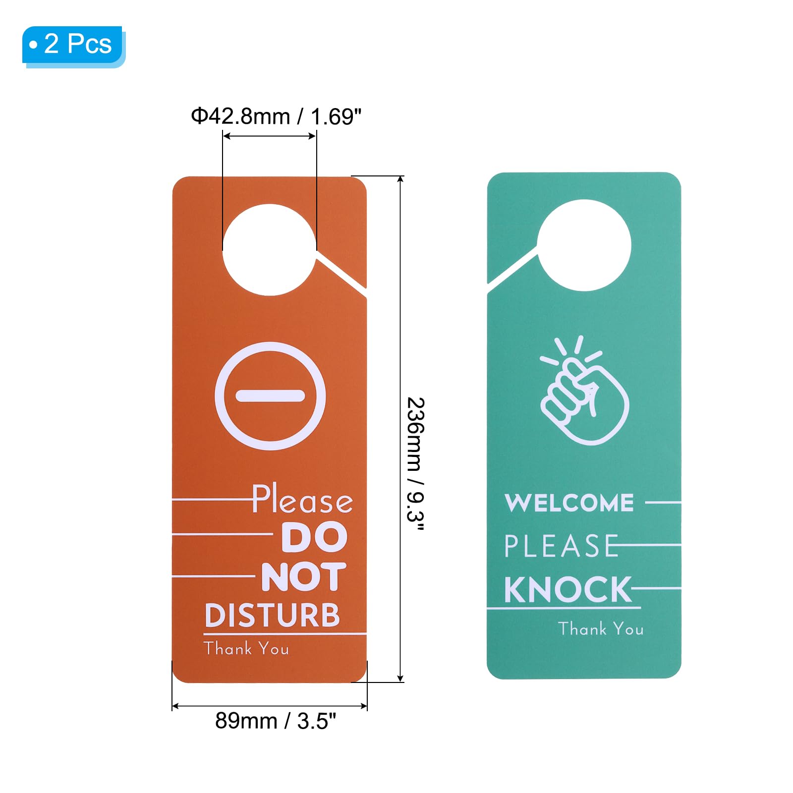 PATIKIL Do Not Disturb Door Hanger Sign, 2 Pcs PVC Double Sided Welcome Please Knock Door Sign Decor for Office Meeting - Image 2