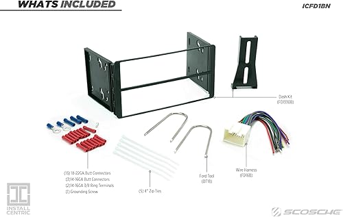 Miniatura 3 de Scosche ICFD1BN - Kit de instalación de radio doble DIN y arnés compatible con vehículos Ford, Lincoln, Mazda y Mercury seleccionados 1995-11, kit