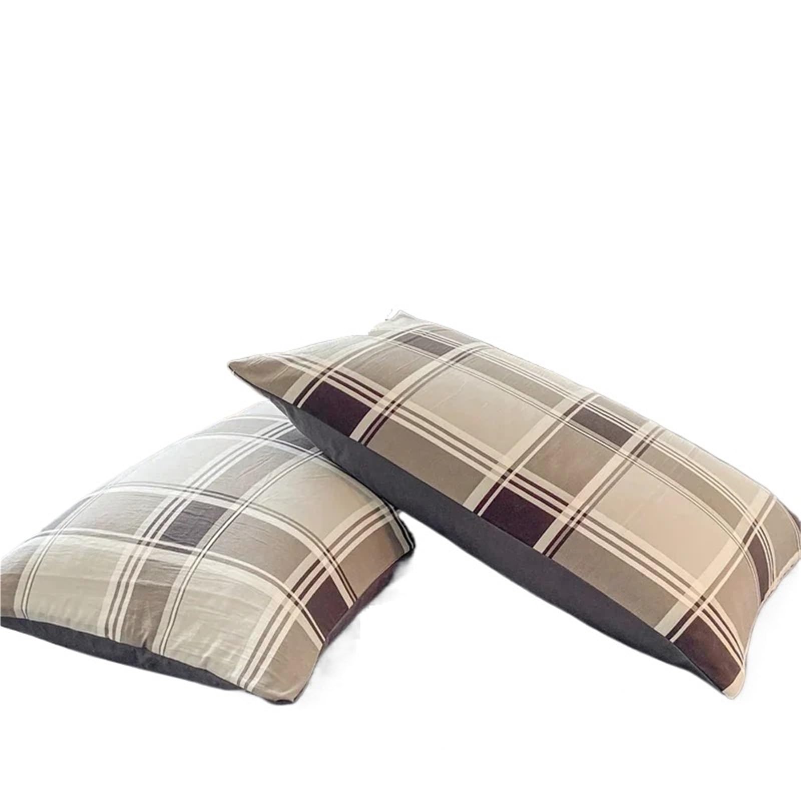 Pillow Covers 2pcs Soft Pillowcases Rectangle Pillow Cover Plaid Style Pillowslip 48x74cm Cushion Covers Home Bed Case(Gentleman gray)