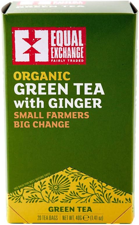 Equal Exchange Organic Green Tea with Ginger, 20 Count
