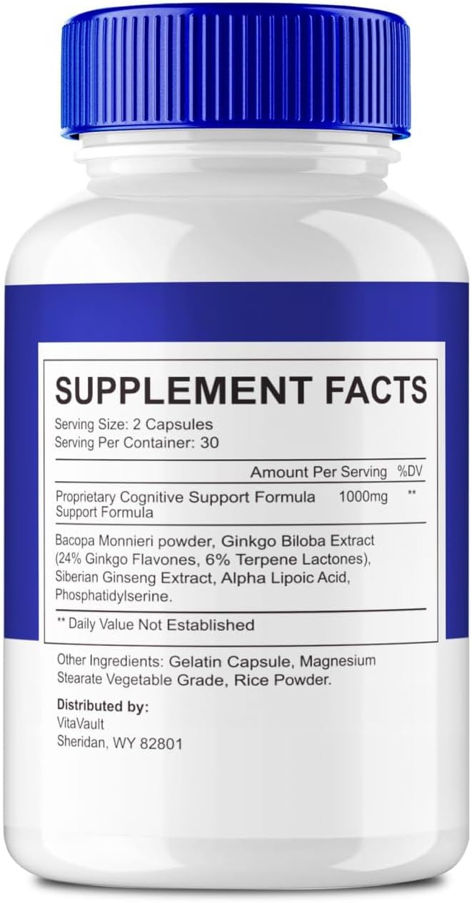 Vitavault Neuro Fortis Pro Brain Supplement - Neuro Fortis Pro Official Formula - NeuroFortis Pro Extra Strength with Ginkgo Biloba Extract, Siberian Ginseng Extract - NeuroFortisPro Reviews (5 Pack)