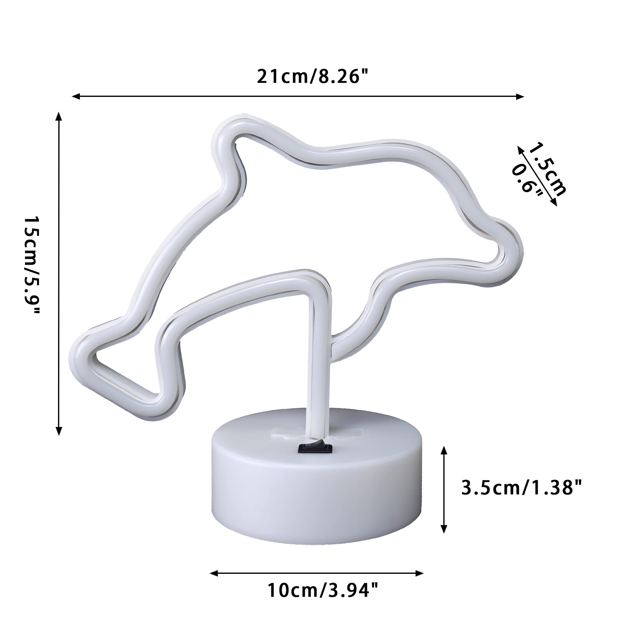 Segno al Neon LED, Segno Luminoso al Neon LED a Forma di Delfini Blu con Base di Supporto, Segno al Neon LED Alimentato a USB o a Batteria per Decorazioni da Festa in Camera, Matrimonio, Compleanno