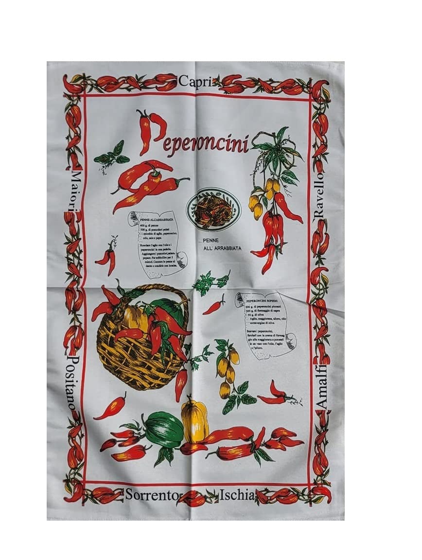 Estropajos de pimiento rojo Italia de 85 x 55 cm: lote de 12 piezas y un amuleto de la suerte
