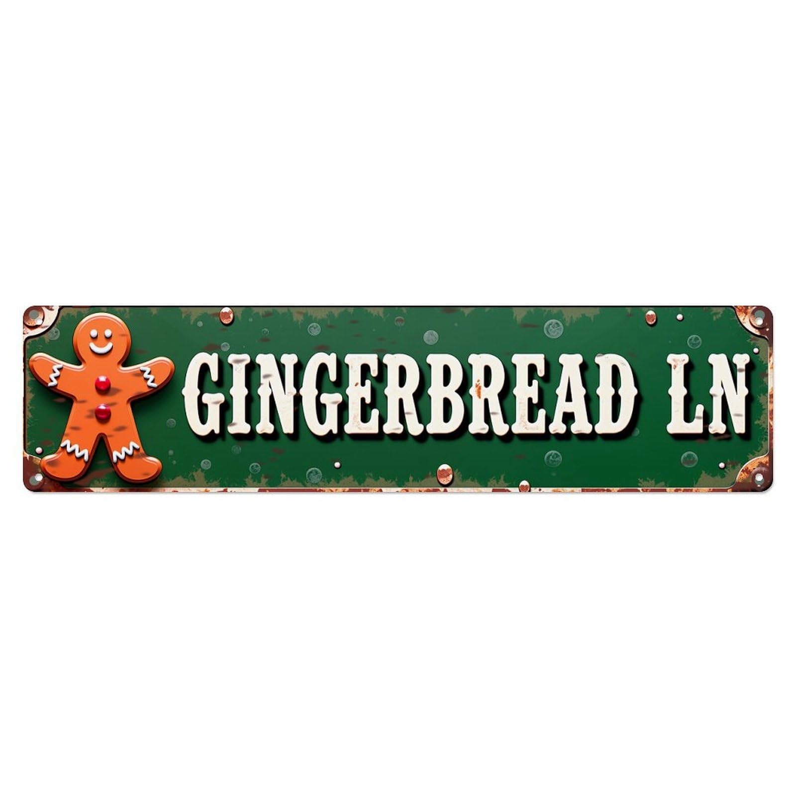 Gingerbread Man Street Sign Pattern Metal Tin Sign Plaque