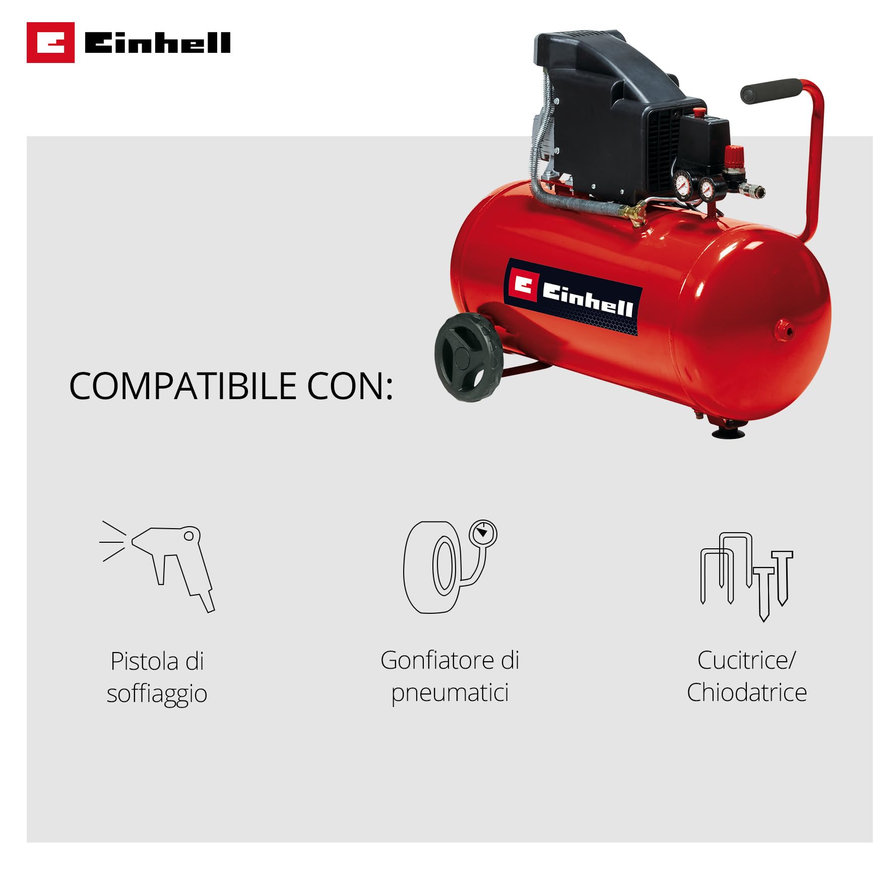 Einhell Original Riduttore R 3/8" maschio x R 1/4" femmina | Accessori per compressori | Filettatura esterna R 3/8" su filettatura interna R 1/4" | in metallo robusto