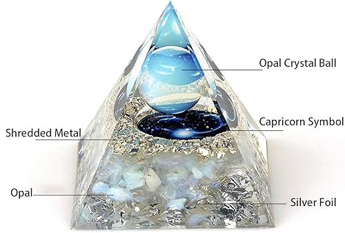 Miniatura 3 de SEVNPRIME Pirámide de cristal de constelación hecha a mano, única energía positiva, pirámide de orgonita, decoración de pirámide de cristal de ópalo