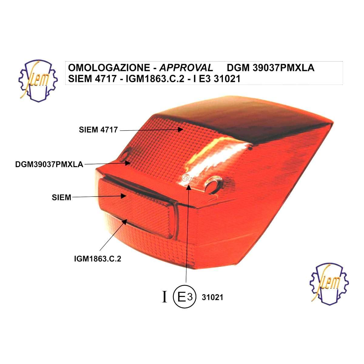 Plastica Stop Compatibile con Vespa PX PXE 125 150 200 Gemma Posteriore Siem
