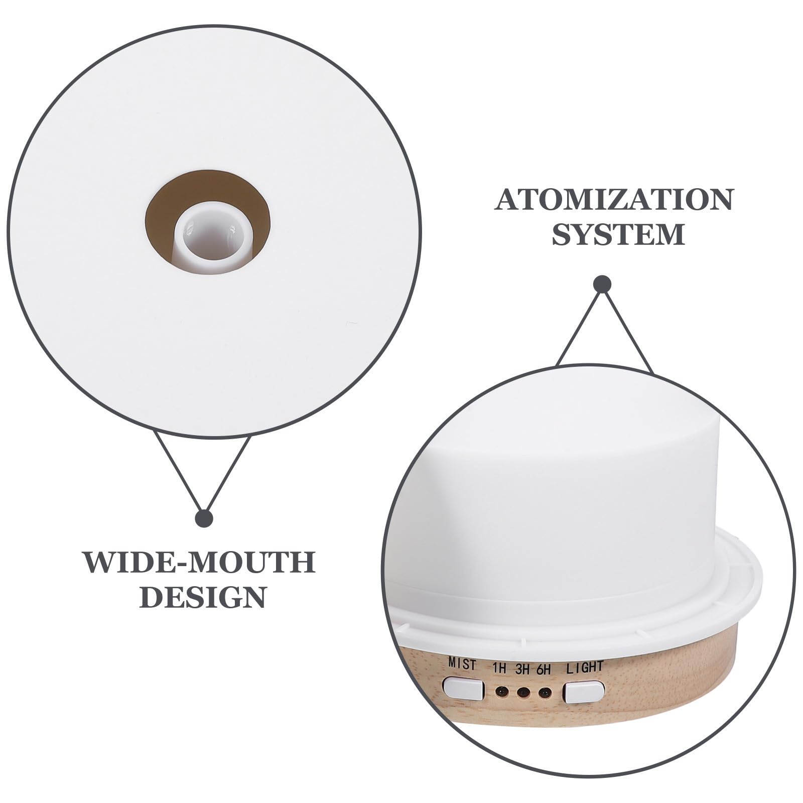 Zerodeko Diffusore di Oli Essenziali e Umidificatore in Materiale Ceramico e Legno da 220ml con Tecnologia di Nebulizzazione Silenziosa per Casa e Soggiorno