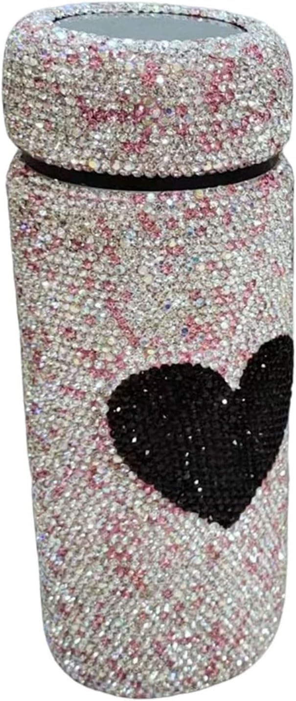 Diamentowy termos, butelka termiczna, Bling Rhinestone butelka na wodę z wyświetlaczem temperatury LED Kubek podróżny z wodą Podróżny kubek na wodę ze stali nierdzewnej(Pink)