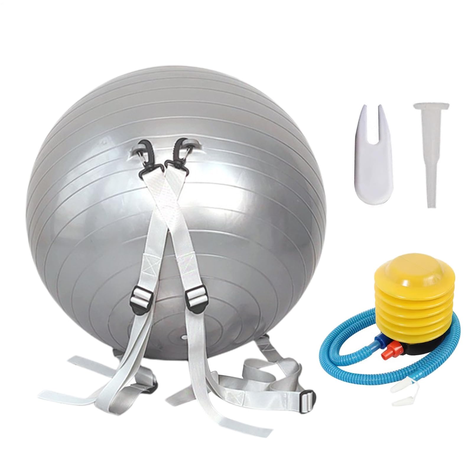 Pelota de fitness Salto Auxiliar - Pelota de Yoga Multifuncional Adicional Fitness - Pelota de Yoga Fitness - 250 kg de capacidad - Bola auxiliar multifuncional - Correas ajustables
