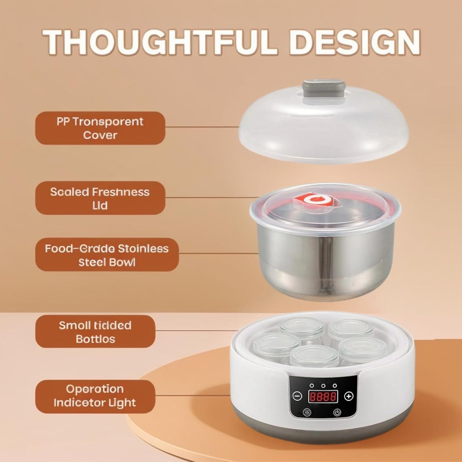 Probiotic Yogurt Maker 36 Hour Temperature Control for Home Make Soft Serve Yogurt Make Base