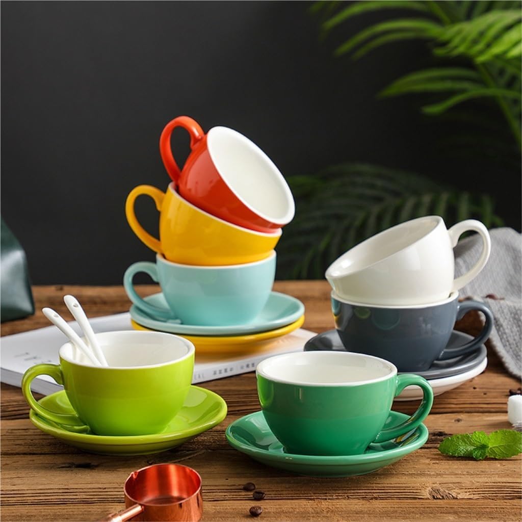 Coffee Cup Set European Style Ceramic Coffee Cup Set, Latte Art Competition Cup, Cappuccino Cup, Tea Cup and Saucer, Latte Cup Coffee Mug(14)
