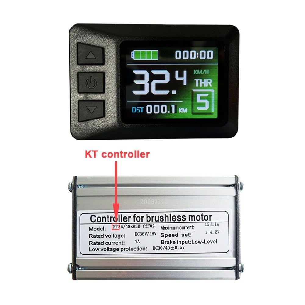 KT LCD-7C - Display per bici elettrica, schermo a colori 24 V-48 V con codici di errore per controller KT, connettore SM a 5 pin