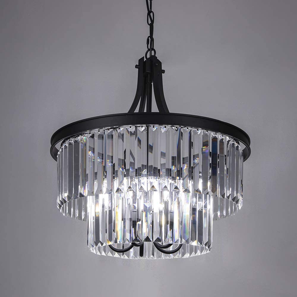 Amazon.co.jp : モダンな5ライトクリスタルシャンデリアブラック