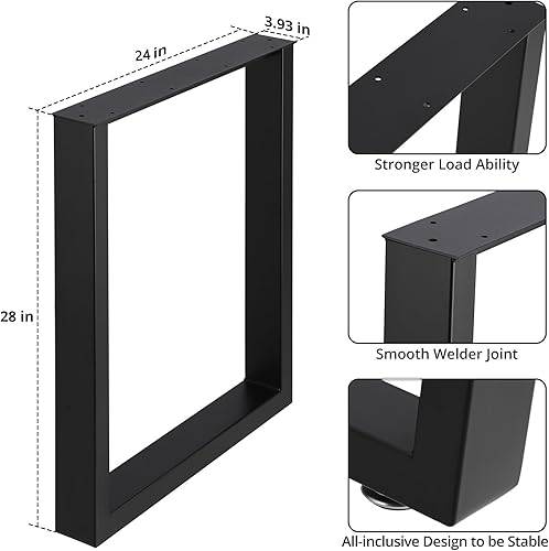 Miniatura 9 de PioneerWorks Patas de mesa cuadradas, patas de mesa de metal, patas de metal resistentes para mesa de café, mesa de cóctel, pata de tubo cuadrada,