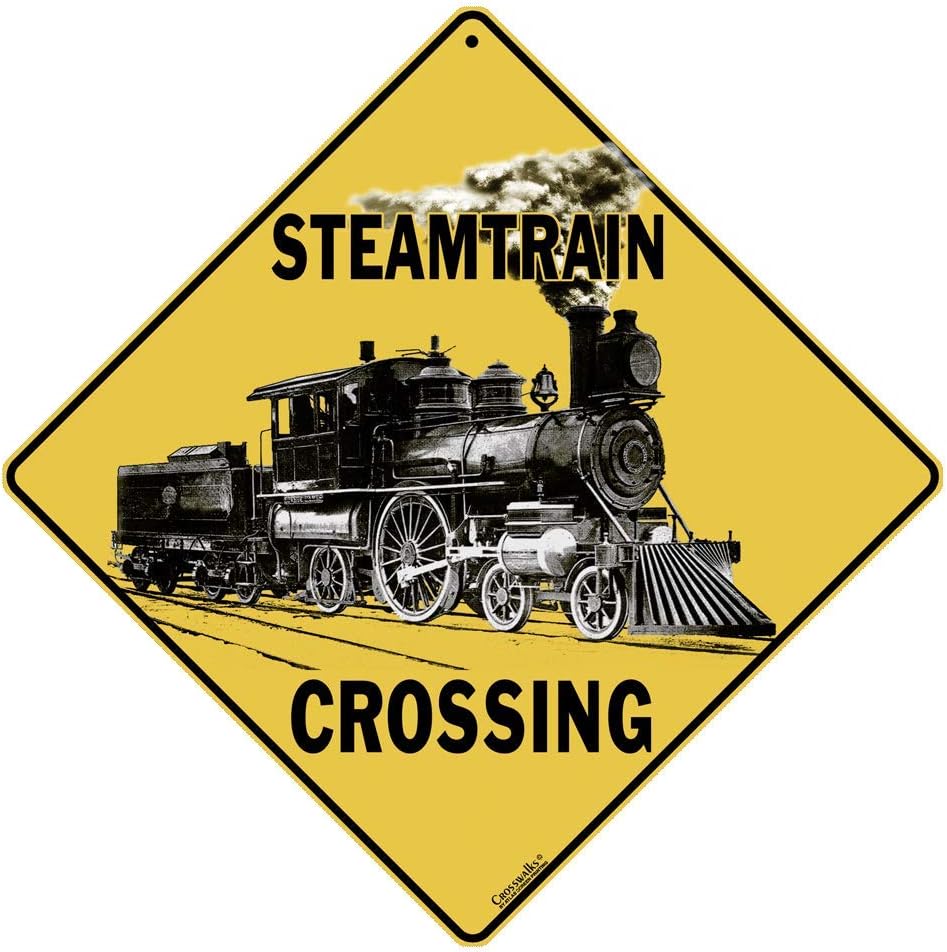 CROSSWALKS Steam Train Crossing 12" X 12" Aluminum Sign (X193)