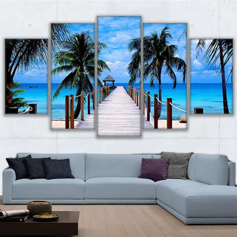 Tableau décoration murale de luxe plage de Bali en toile premium