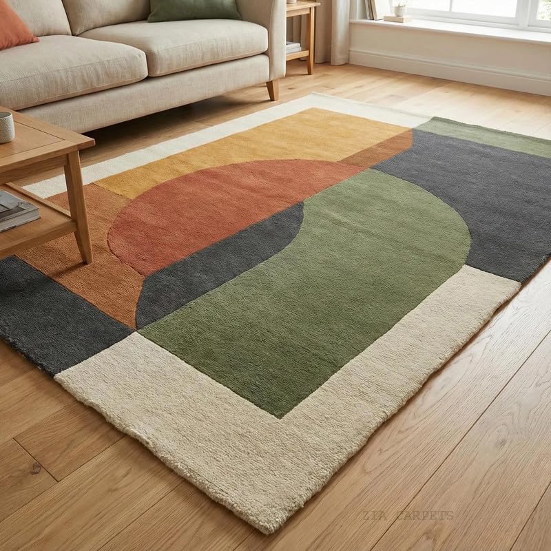 Image of zia carpets Hand Tufted Woollen Modern Collection Bedroom & Living Room Carpet Size 5 X 7 Feet