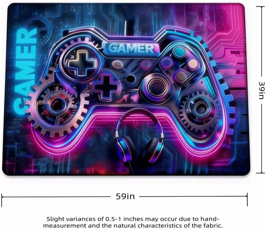 Dowtowter Gaming Rug for Boys Room, Neon Game Controller Area Rug, Non-Slip Gamer Decor Rug,Carpet for Gaming Room Kids Room Bedroom Living (Pink, 39‘’×59‘’)