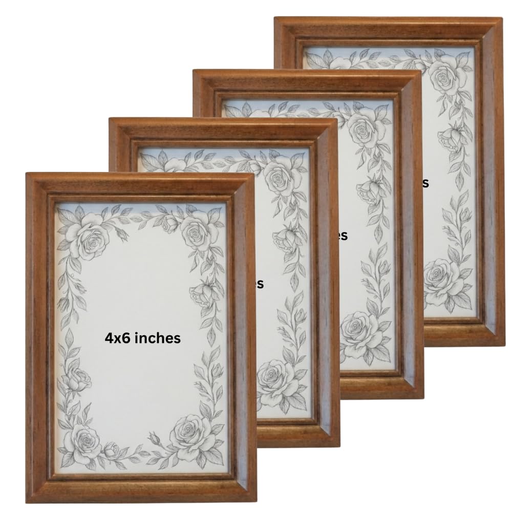 Concepts Pack of 1-4x6 Wooden Beveled Border Photo Frame | Pine Picture Holder for Artwork, Printed Memories, Coffee Table & Interior Decoration