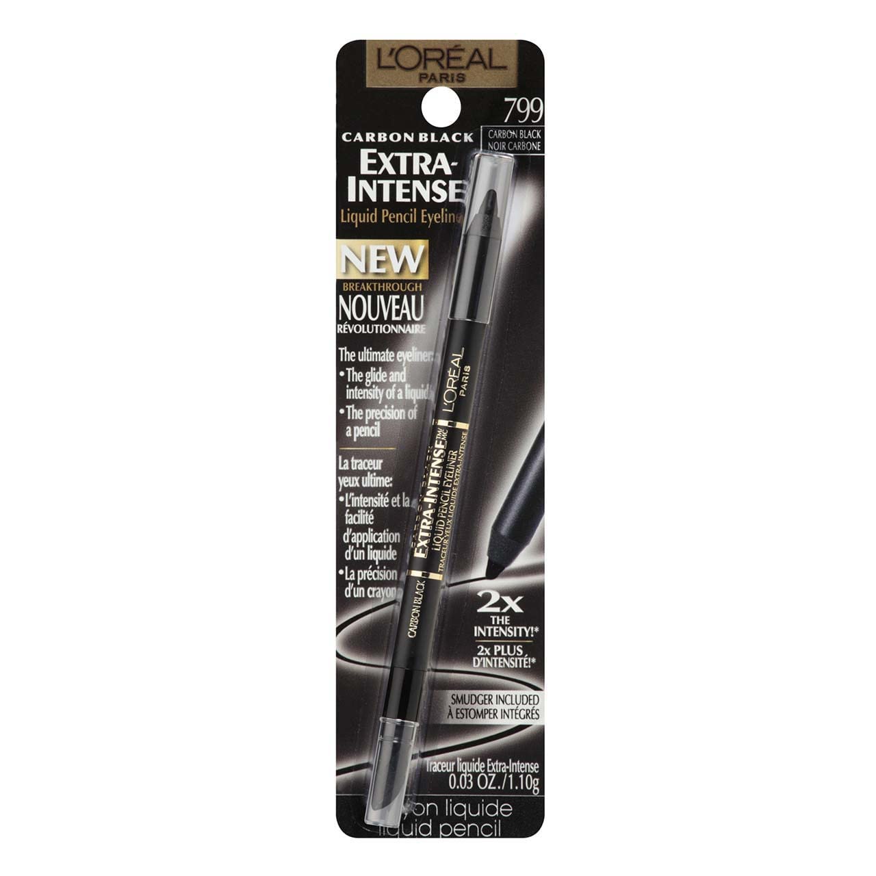 L'Oréal Paris Extra-Intense Pencil Eyeliner, Carbon Black, 0.03 oz.