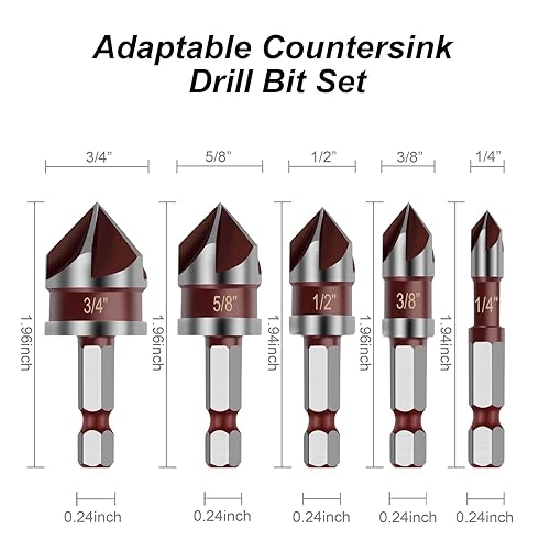 Miniatura 2 de Broca avellanadora de 82 grados HSS de 14 a 34 pulgadas con vástago hexagonal de 14 de pulgada, broca avellanadora para madera, metal, plástico,