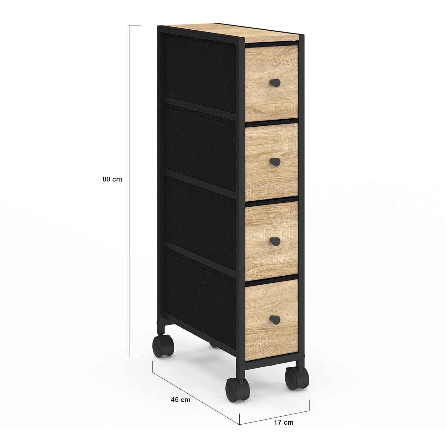 IDMarket - Tour de rangement 4 tiroirs UTAH sur roulettes colonne gain de place design industriel