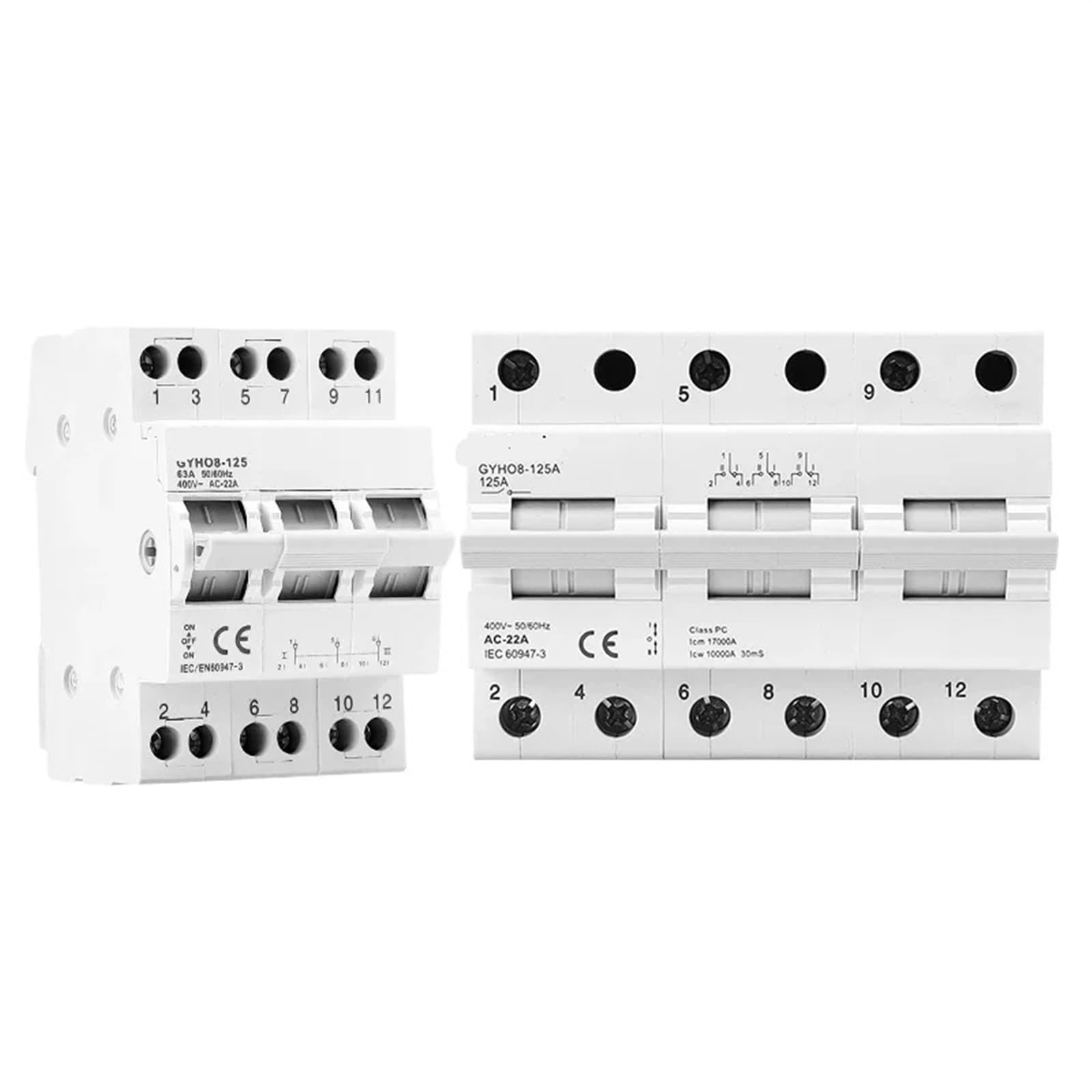JNVFTCUX GYHO8 3P 40A 63A 100A 125A Dual Power Manual Transfer Isolating Switch Interlock Circuit Breaker Modular Changeover 1Pcs(25v)