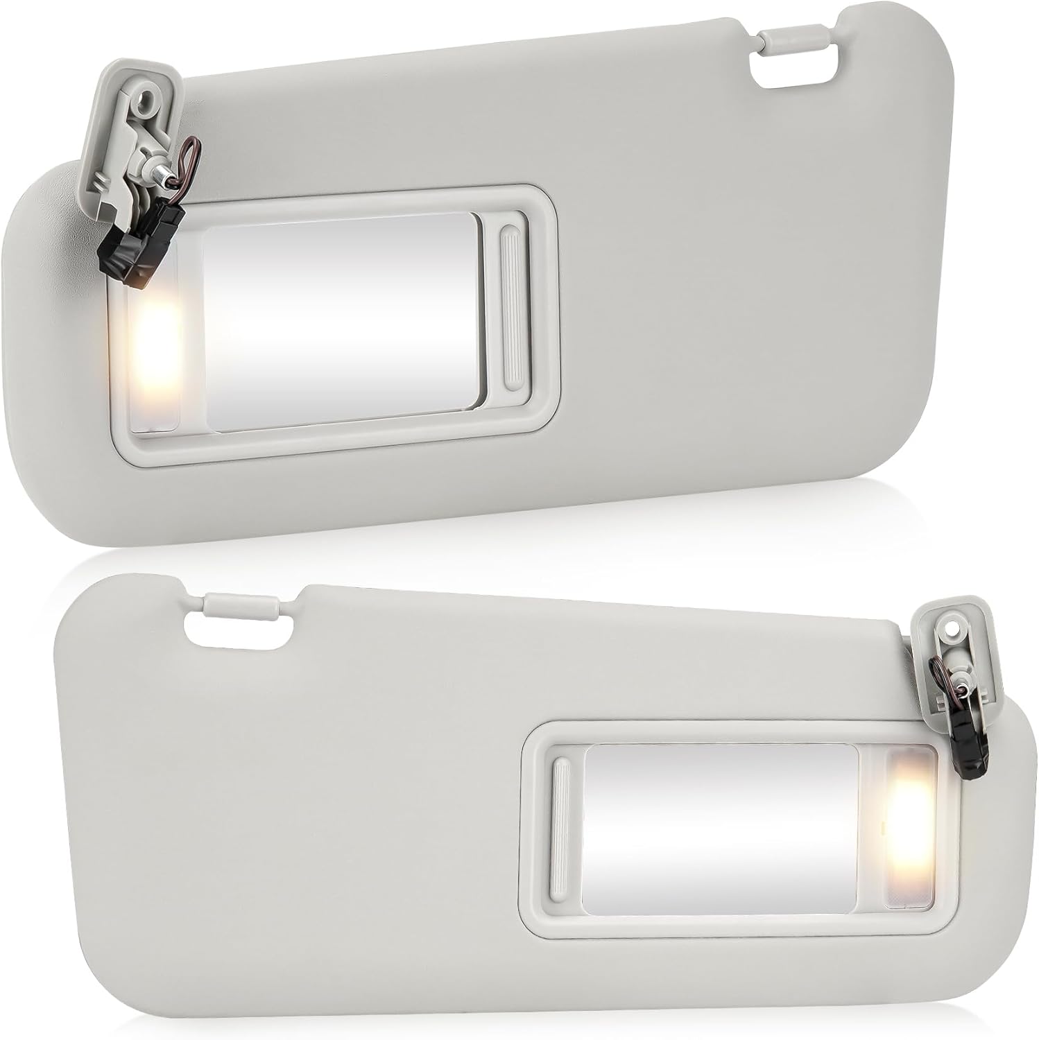 Gray Driver Left + Passenger Right Side Sun Visor Replacement Compatible with 2010 2011 2012 2013 Mazda 3 Replace BBM2-69-320C-75 with Built-in Light