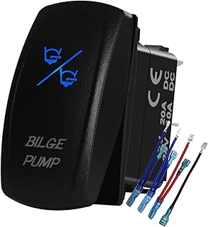 Blue Led Bilge Pump Rocker Switch 7Pin ON-Off-ON DPDT Toggle Switch for Marine Boat Yahct Sea Fishing RV Caravan 12V 24V