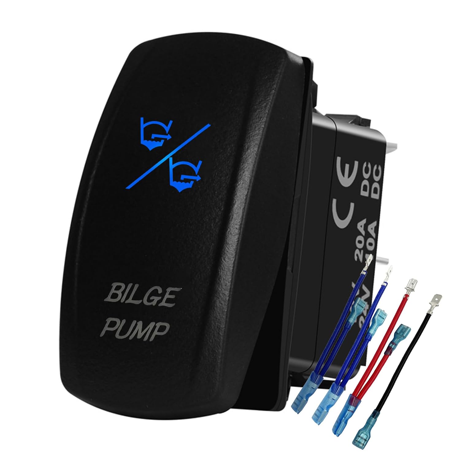 Blue Led Bilge Pump Rocker Switch 7Pin ON-Off-ON DPDT Toggle Switch for Marine Boat Yahct Sea Fishing RV Caravan 12V 24V