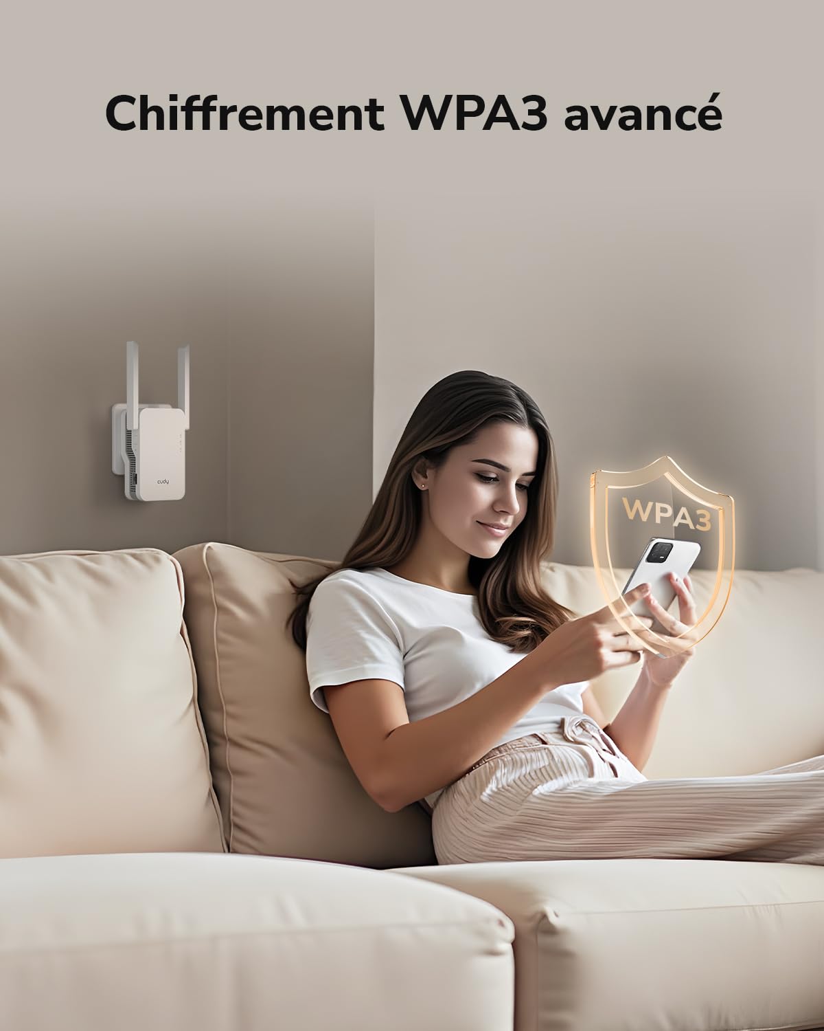 Cudy BE3600 WiFi 7 : répéteur Wi-FI, Port Gigabit, réseau maillé, RE3600 | BE3600 2882 + WiFi 7 à 688 Mbps, 1 port Gigabit, 160 MHz/4K-QAM, MLO/MRU/Puncturing, module enfichable, 50 appareils
