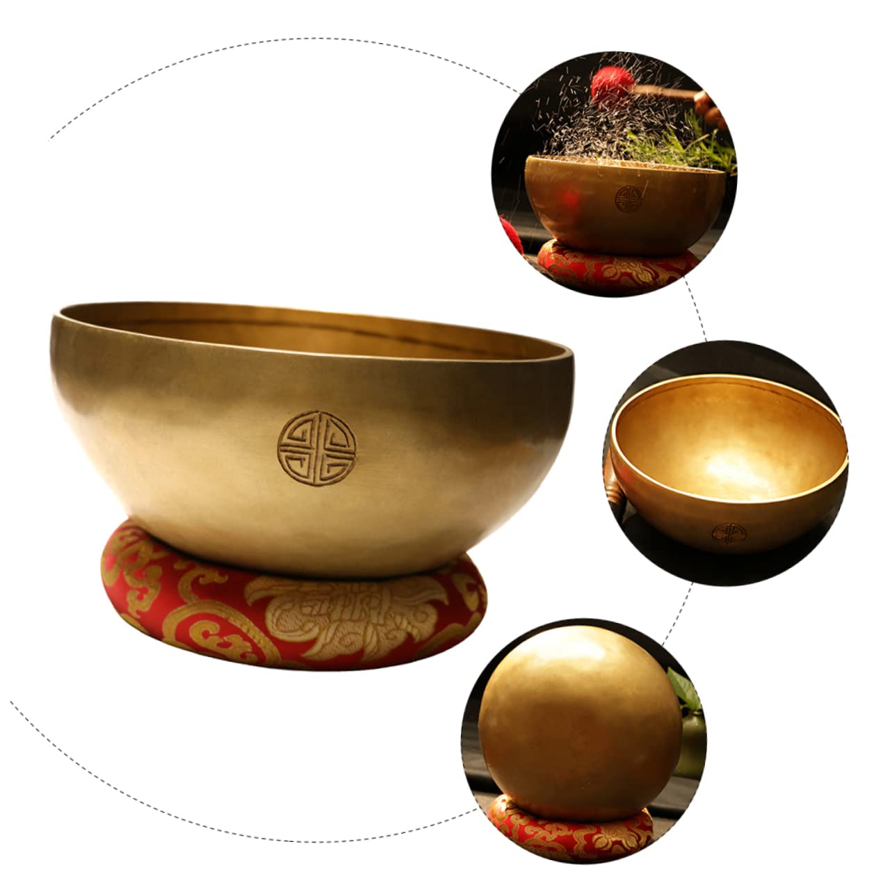Toddmomy Bol Tibétain Chantant pour Pratique la Pleine Conscience avec Maillet et Coussin Inclus Bol Bouddhiste Manuel pour Yoga et Relaxation
