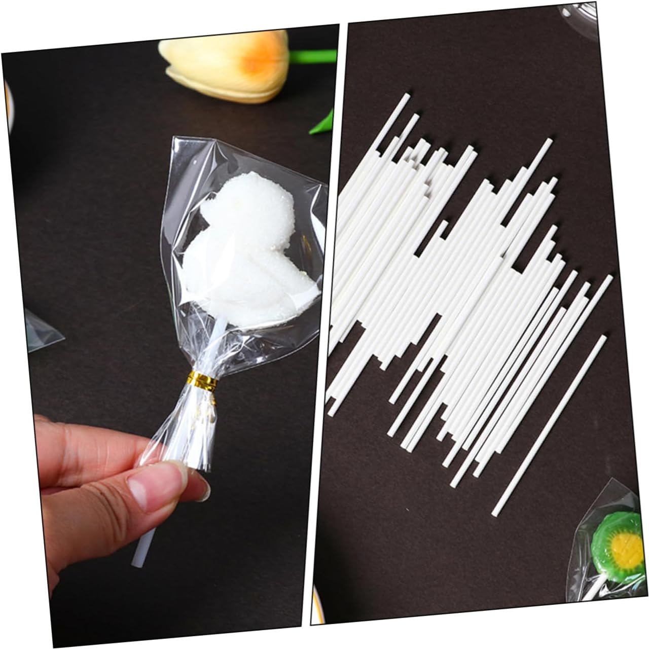 200pcs Paper Lollipop Sticks for DIY Candy Making and Fruit Candies