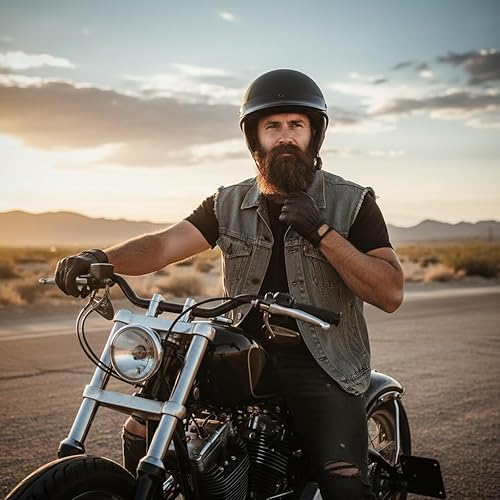 Miniatura 7 de Casco medio para motocicleta, Cascos de cara abierta, Cascos aprobados por la DOT para hombres, mujeres, motociclistas, scooter (Negro mate)