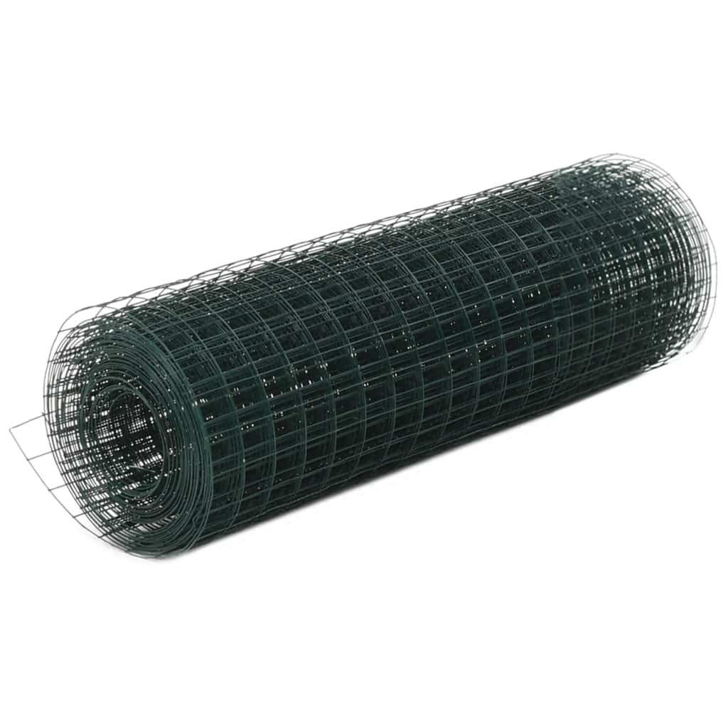 Recinzione in Rete per Pollaio in Acciaio e PVC 10x0,5 m Verde,Recinzione in Rete per Pollaio,Recinzioni per Pollaio,Rete per Pollame-143625