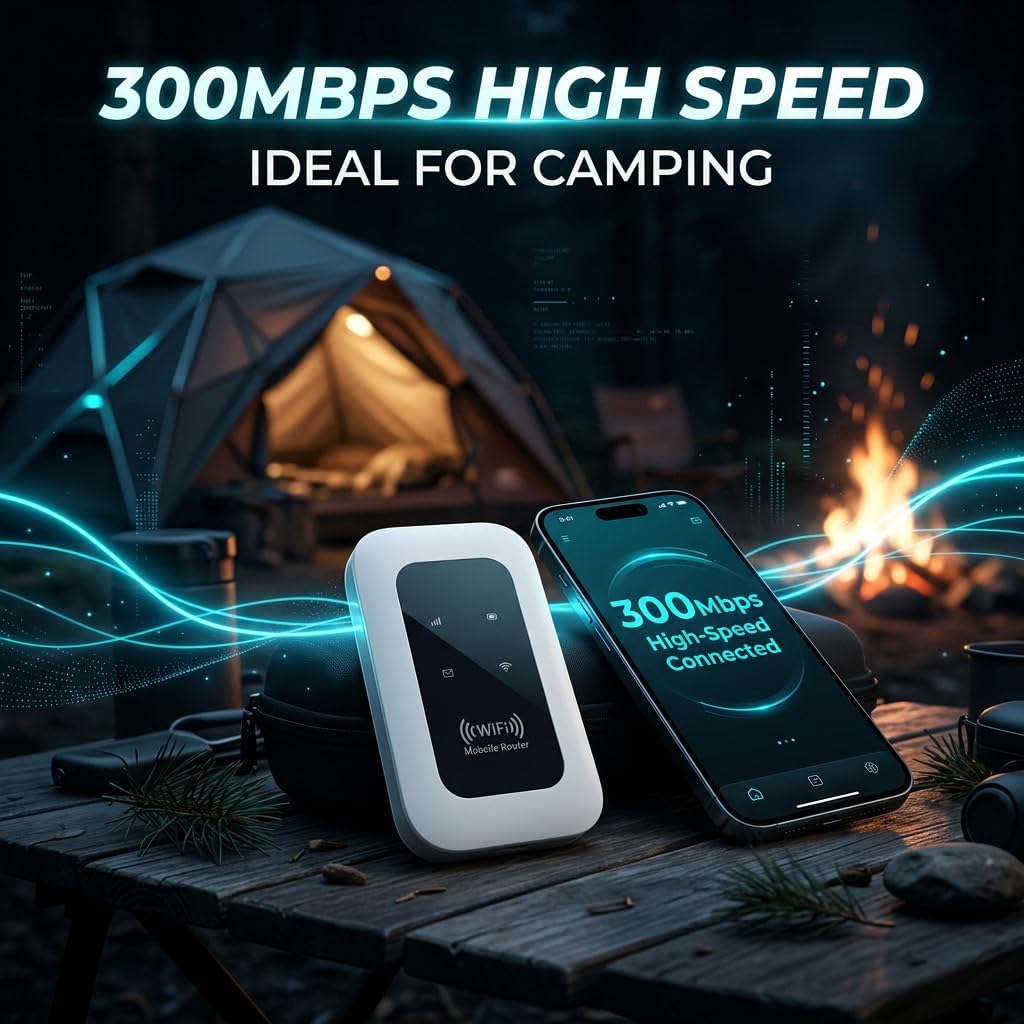 4G LTE Mobile WiFi Hotspot Unlocked,Portable WiFi Router High Speed Travel Hotspot Mini Mobile Router – 3000 mAh Battery – Connects up to 10 Devices - WPA2-PSK Security