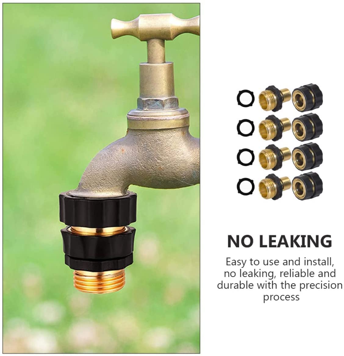 Adaptador 4 Set Adattatore per Tubo da Giardino, Connettore per Tubo dell'Acqua in Ottone da 3/4 Pollici Adattatori per Raccordi per Tubo da Giardino a Connessione Rapida