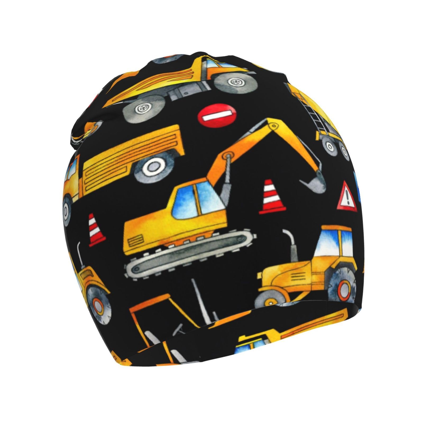 Rqzwdq Construction Trucks Pattern Kids Beanie Hats Warm Knit Beanie Cap Skull Caps Gifts Decor for Boys Girls White