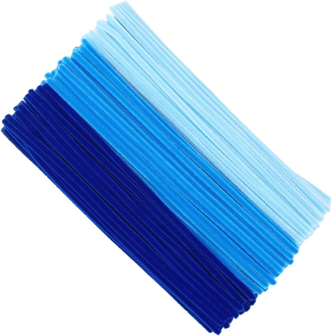 BOLT BEE Chenille Stems Pipe Cleaners, 30cm, Pastel Macaron Colors, Matte Finish, for DIY Crafts, Floral Designs and Kids Projects (shades of dark blue (100pc))