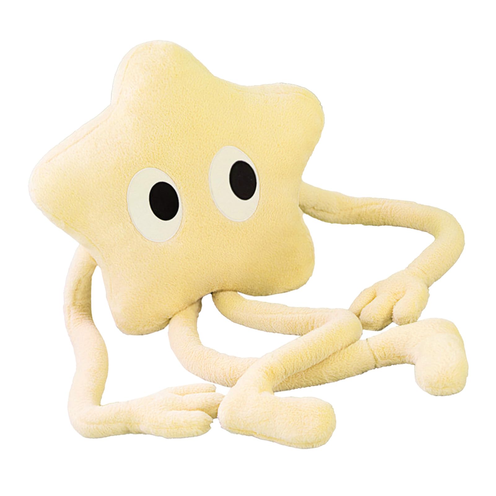 SUNGOOYUE Cuscino Morbido a Forma di Stella, Cuscino Imbottito in Peluche, Decorativo con Gambe Lunghe, Bambola di Peluche Carina per Bambine (stella gialla)