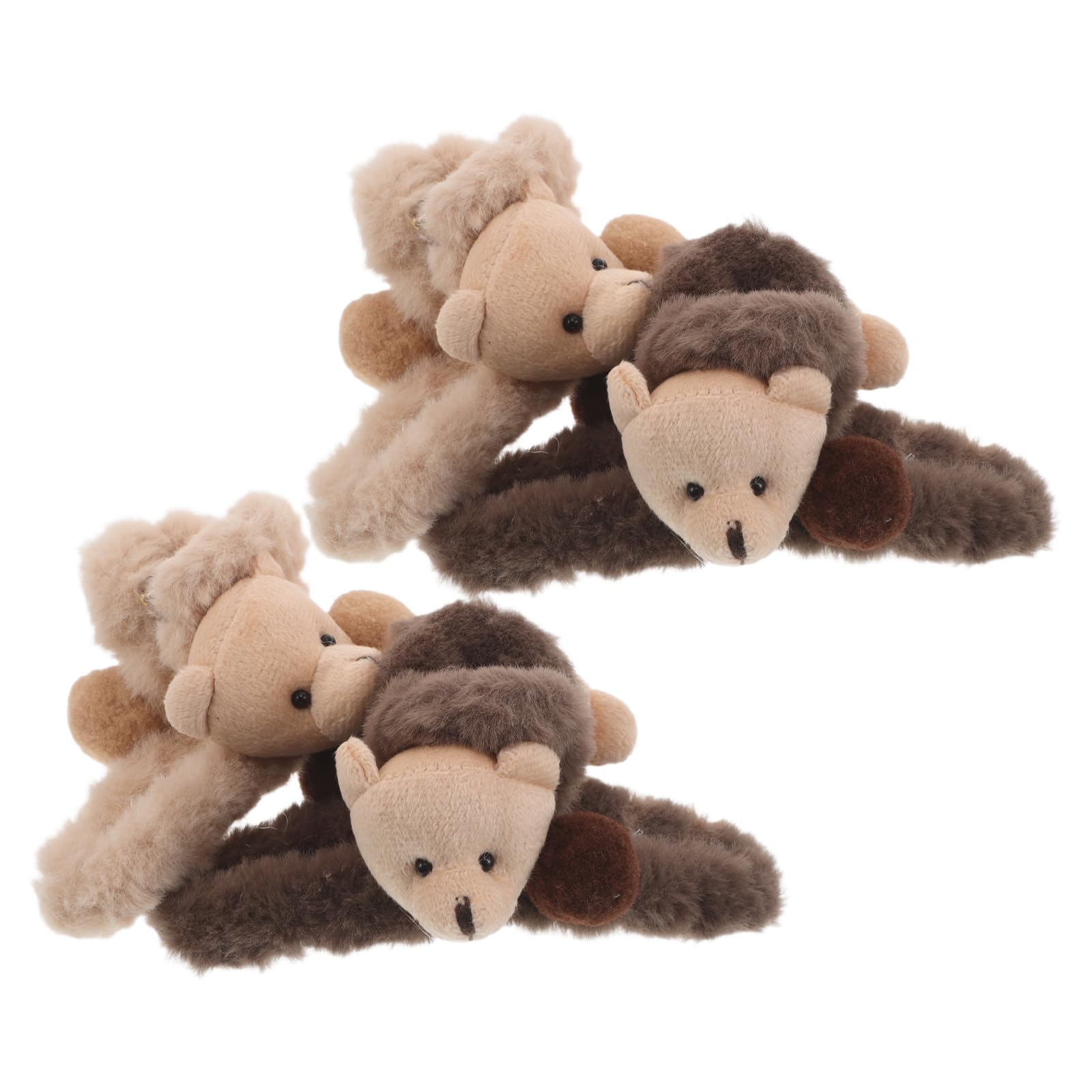Pinces à cheveux peluche douce style polyvalent kaki et marron - 8