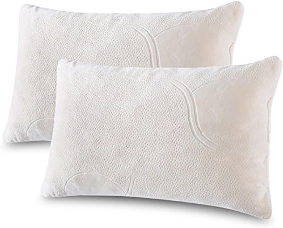 Relax Shredded Memory Foam Pillow for Optimal Orthopedic Support, with Free Pillowcase, Queen,2-Pack